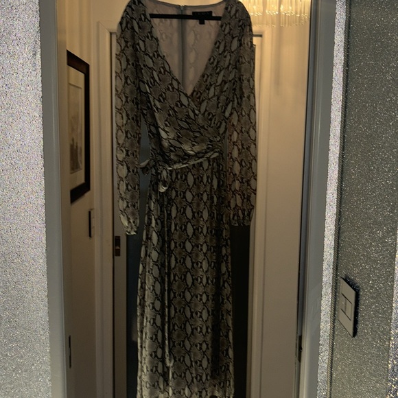 Lauren Ralph Lauren new without tags beautiful gray & beige snake print dress 4 - Picture 2 of 5